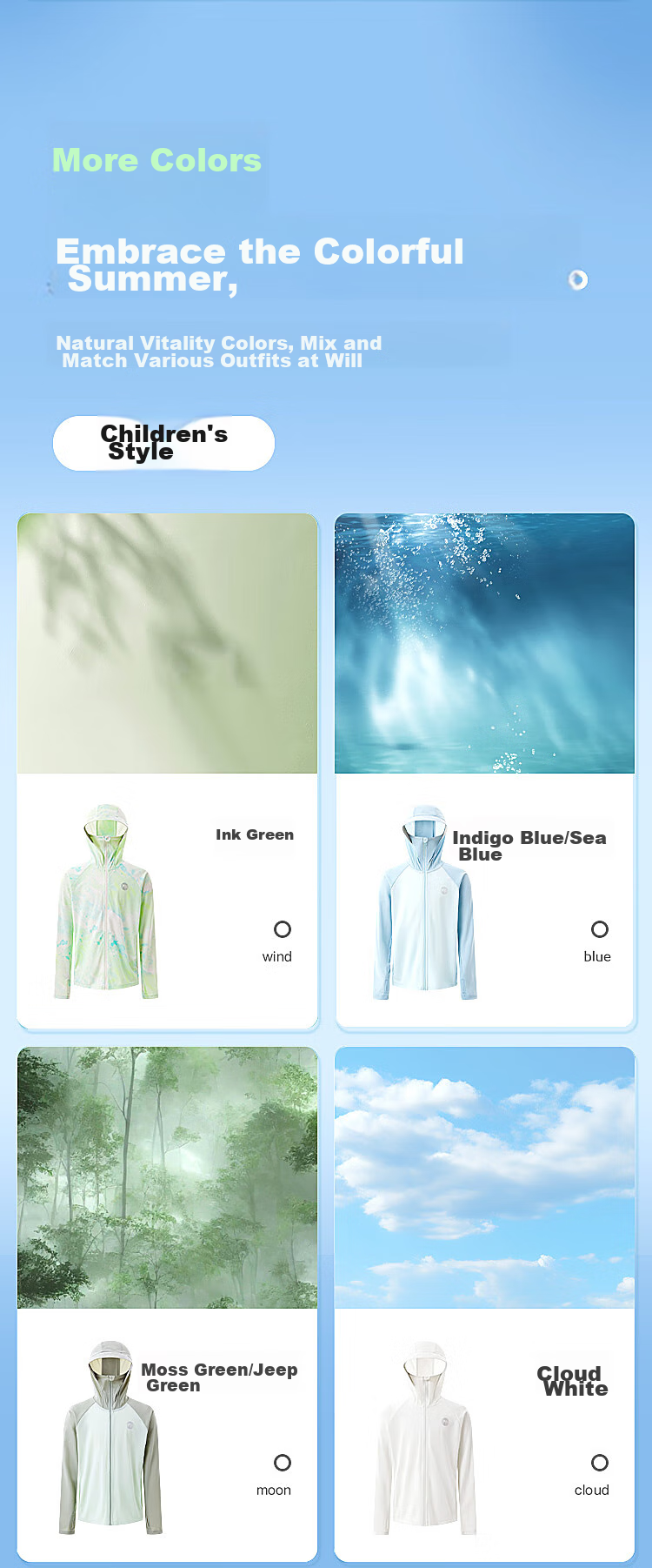 BOSIDENG National Standard Sun Protection Jacket Unisex Kids UV Protection Cooling Mint Mambo Hooded Outdoor Coat 12