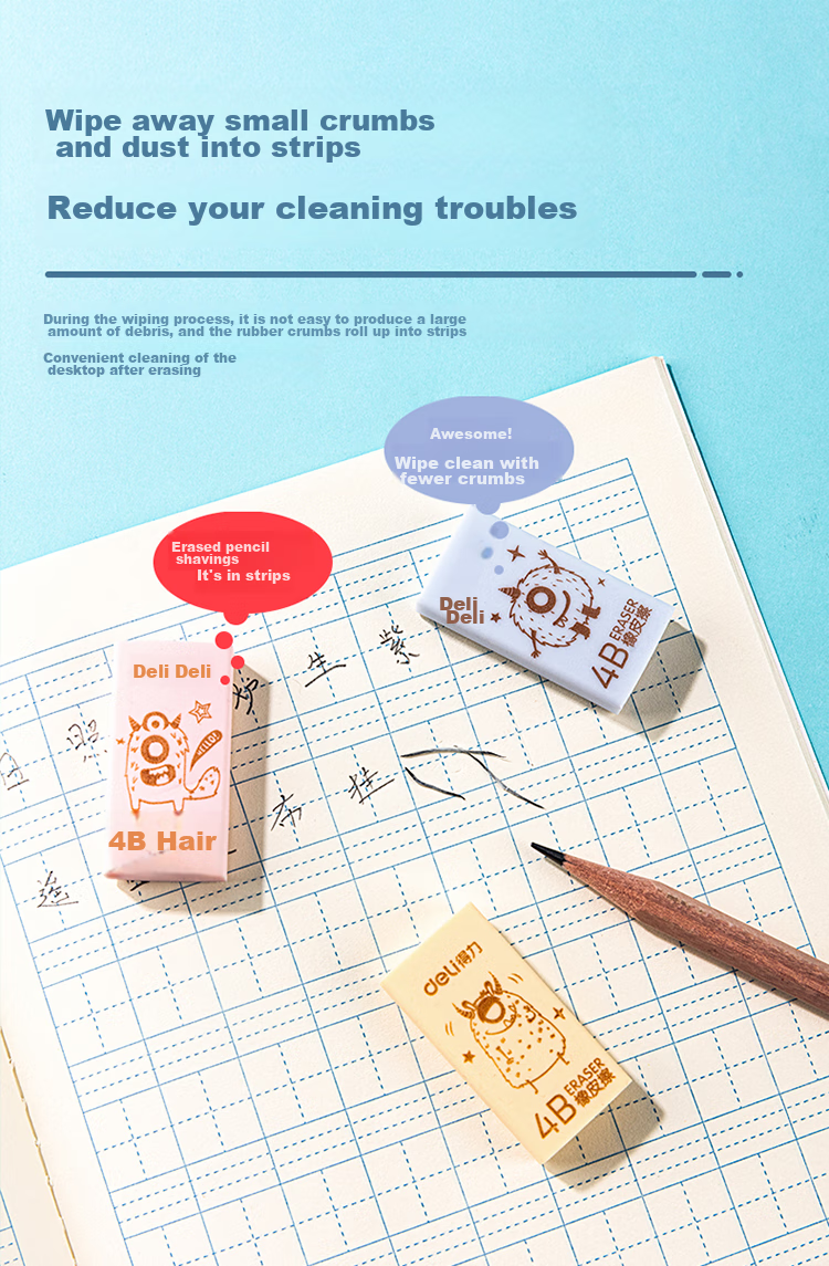 Deli (Deli) 30 Small Student Erasers, Middle School And College Entrance Exam Blessing Gifts, Art Drawing Erasers, Writing Office Erasers, Cute Little Hungry Monster Series 6