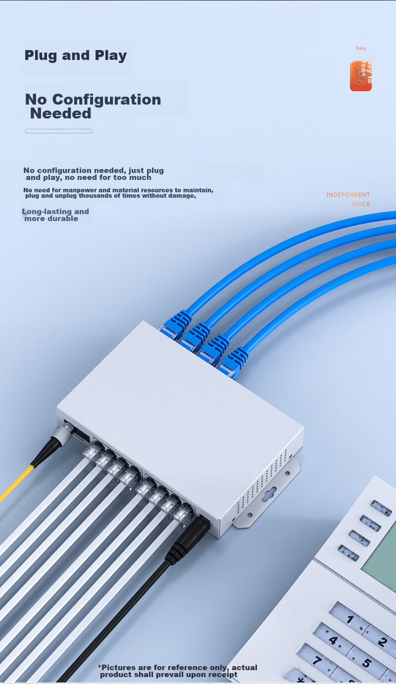 NetLINK HTB-WF8P, 8-Channel Telephone Optical Terminal, PCM Voice Optical Terminal, Telephone to Fiber Optic Converter And Extender, FC Port, One Pair 8