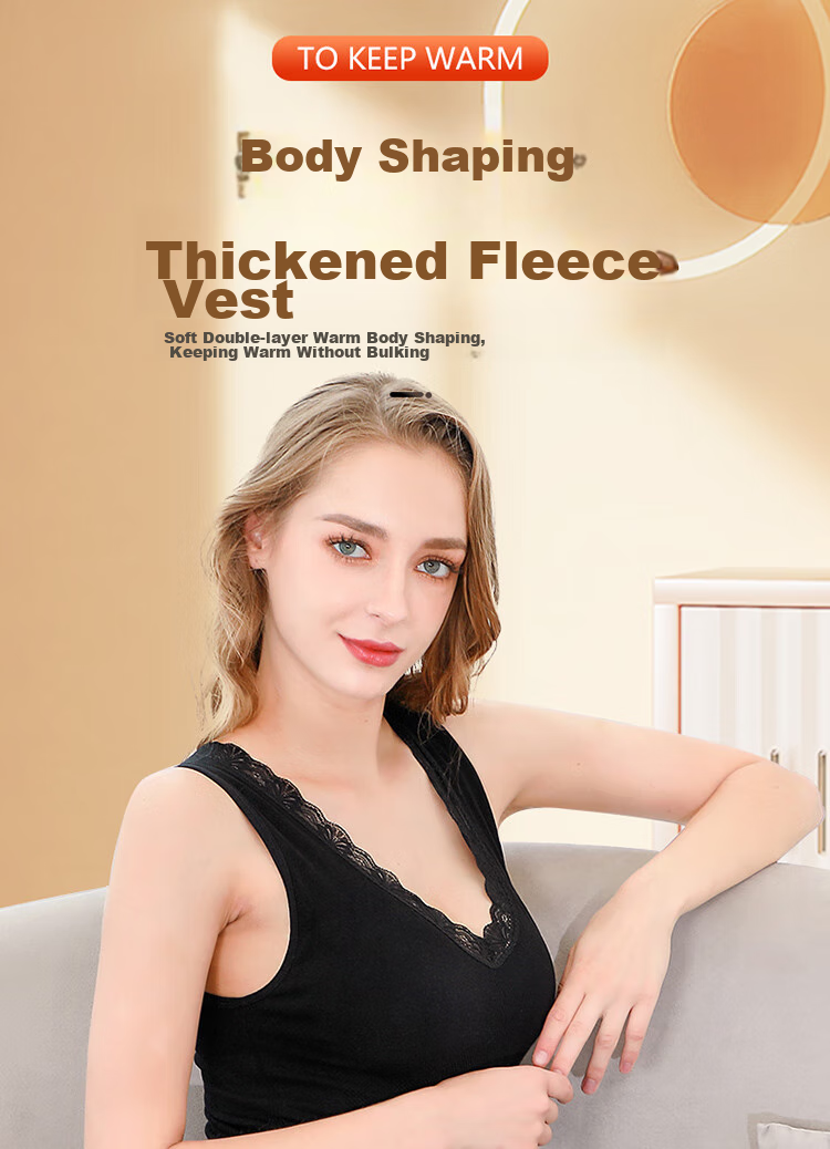 LangSha Women's Thermal Fleece-Lined Thickened Seamless Slim Fit Plus Size Autumn Winter Base Layer Vest Top 1