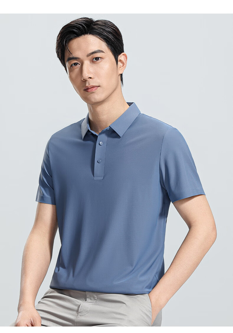 ROMON 7A Antibacterial Short Sleeve Polo Shirt Men Summer Cool Touch Sun Protection Business Shirt 7