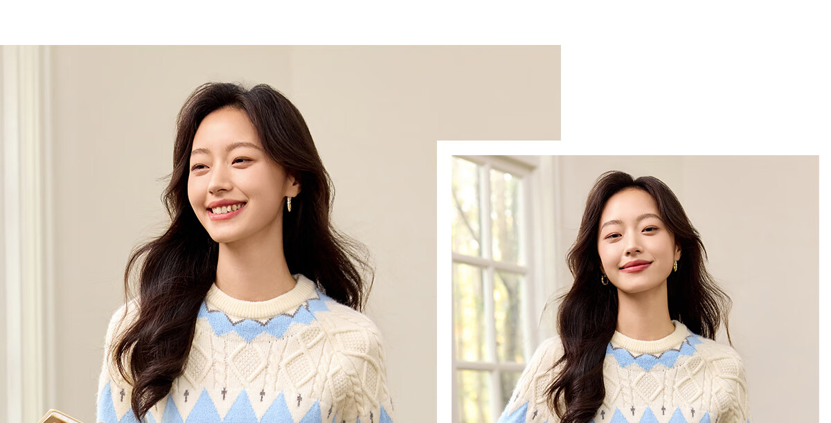 PinCai Knitted Sweater for Women, Round Neck, Retro And Gentle, Suitable for Outdoor Wear, Christmas Style, Lazy And Soft Knit Sweater P144Z9008 34