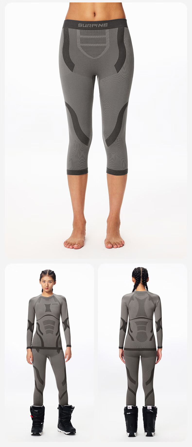 SURPINE Yuxue Series Merino Wool Quick-Dry Ski Base Layer for Women, Functional Underwear, Sweat-Wicking Outdoor Undershirt 17