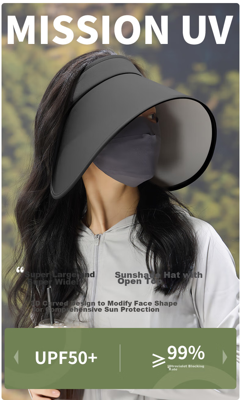 MISSION UV Sun Protection Hat for Women, Sun Visor Cap, Sun Hat, Visor Cap, Cool Hat, Summer Outdoor Face-Covering Anti-UV Wide Brim Hat 1