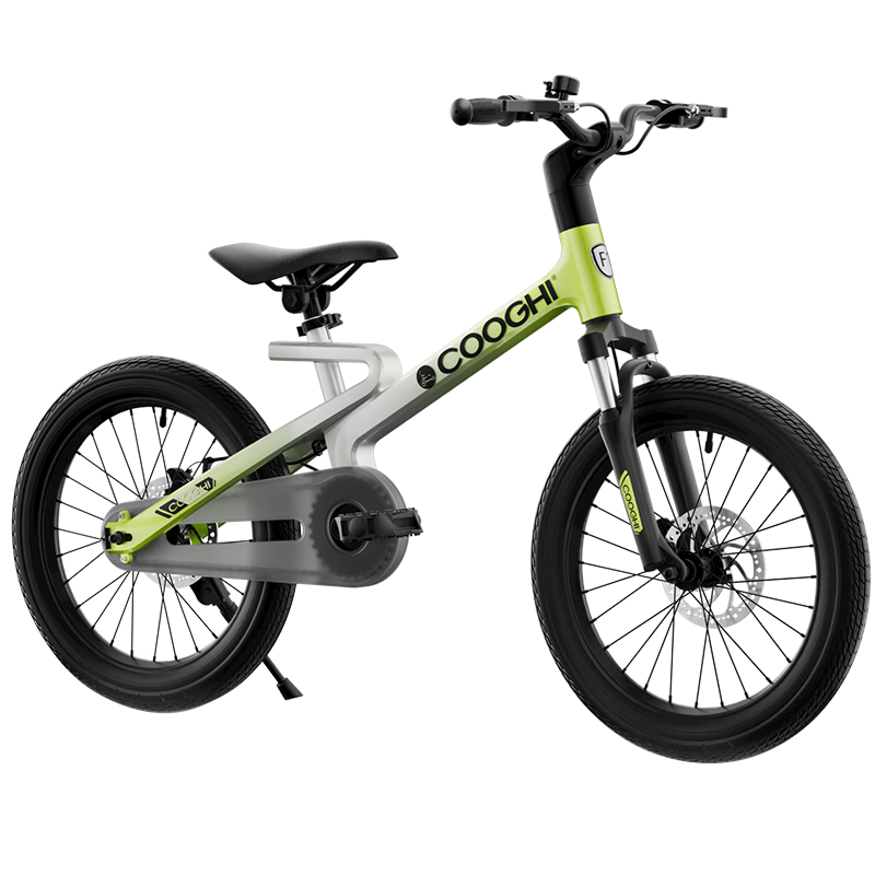 COOGHI Children's Bicycle F1, 18-Inch Magnesium Alloy Lightweight Shock-Absorbing Inflatable Tire, for Beginners Aged 5-11, COOGHI Gree