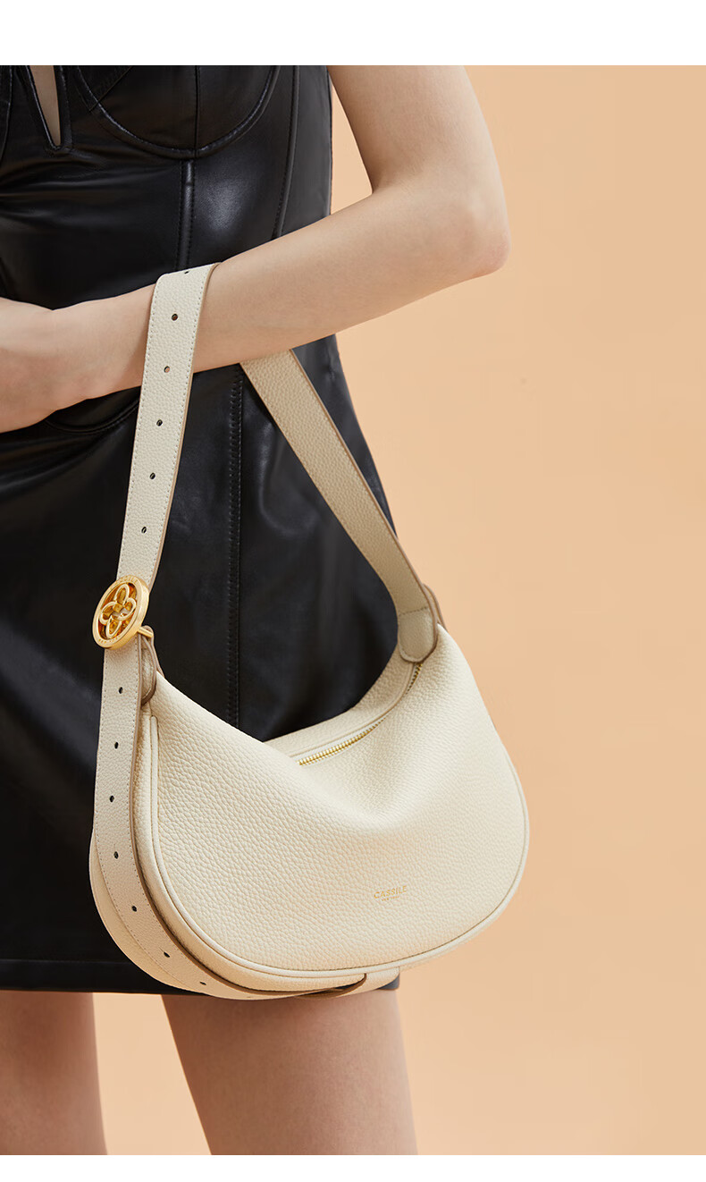 CASSILE Women's Handbag, Top-Grain Leather, Crescent Moon Design, Underarm Crossbody Bag, Practical Gift for Wife on May 20th 5