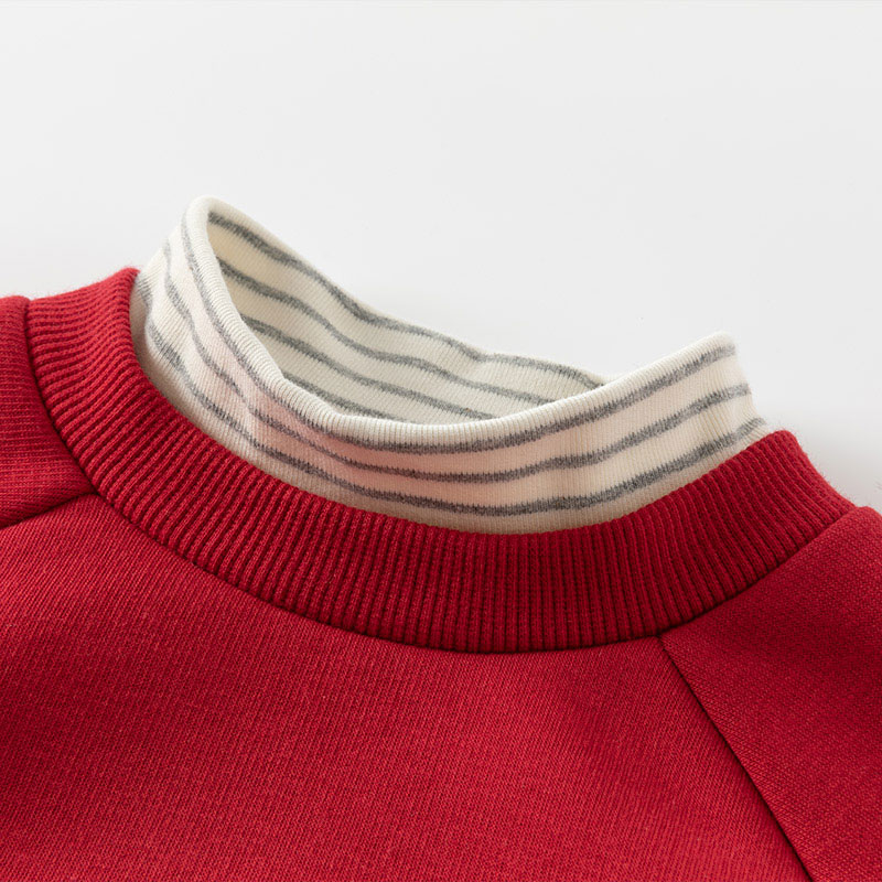 DAVE & BELLA Kids Winter Fleece-Lined Mock Two-Piece Spliced Half Turtleneck Sweatshirt for Boys and Girls