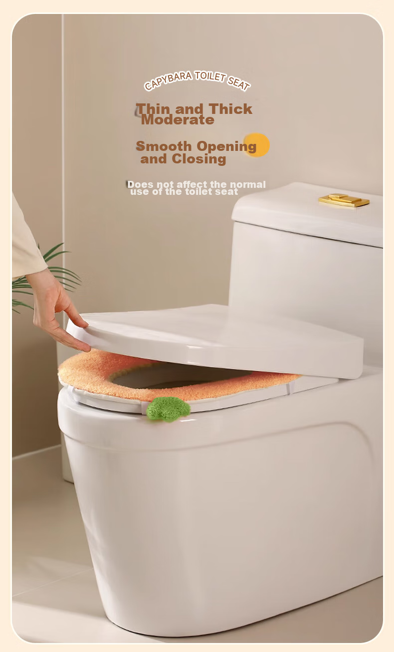 Baicaoyuan Toilet Seat Cover, Thickened PU Leather, Soft And Washable, Adhesive Padded Toilet Seat Cushion, Cloud Velvet, All-Season Universal Toilet Seat Cover Ring 10