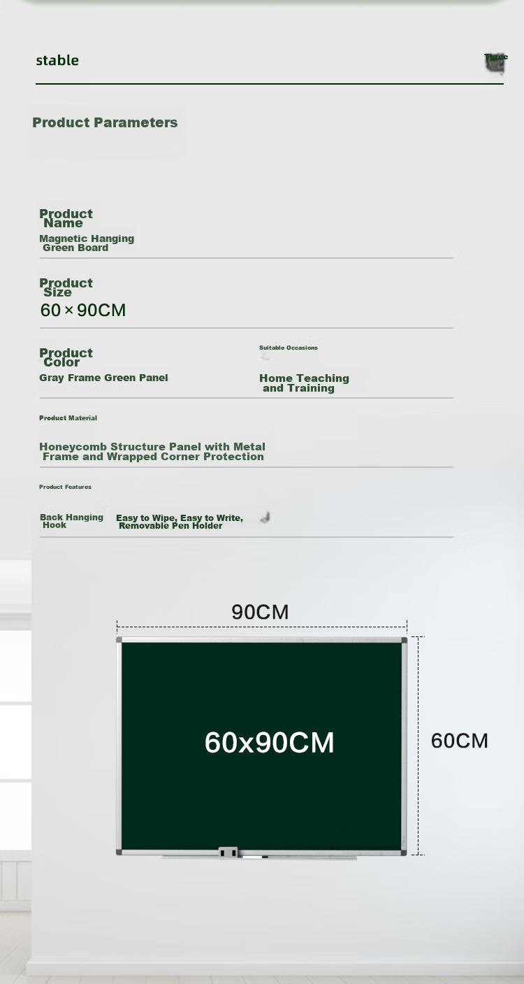 Bibiniu 60*90cm Wall-Mounted Green Board, Student Home Whiteboard Writing Board Single-Sided Chalkboard BBND-G6090 9