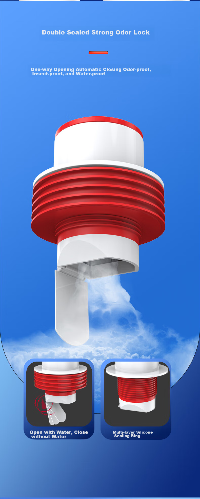 Muvi Kitchen Drain Anti-Odor Device, Sealing Plug Ring, Washing Machine Sink Overflow Special Check Valve Seal Cover 5