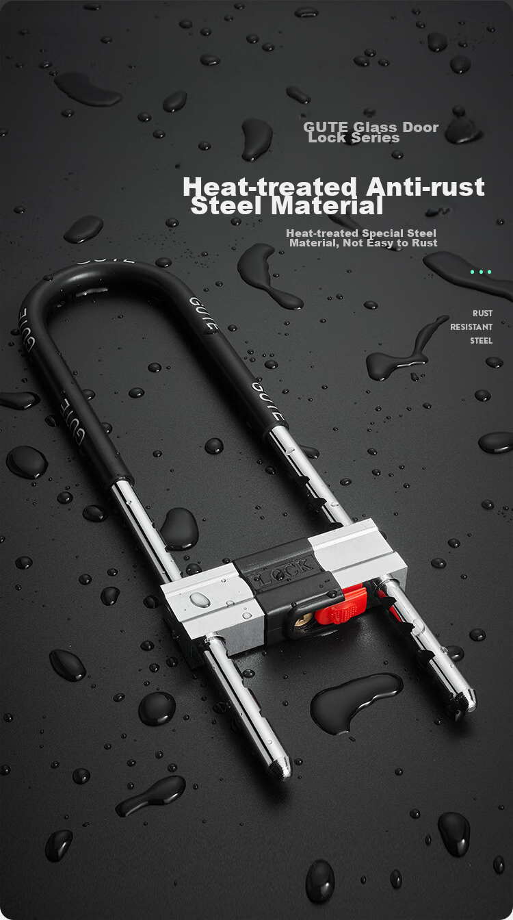 GUTE U-Shaped Lock, Glass Door Lock, Extended Shop Office Double Door Padlock, Bicycle Lock 5