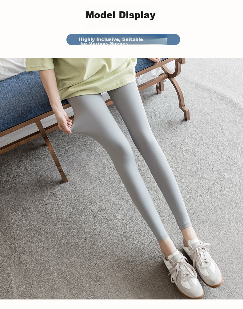 LangSha Women's Ice Silk Leggings for Outer Wear, Thin Summer Style, Elastic Silky Tight High-Waist Slimming Nine-Tenths Pants 20