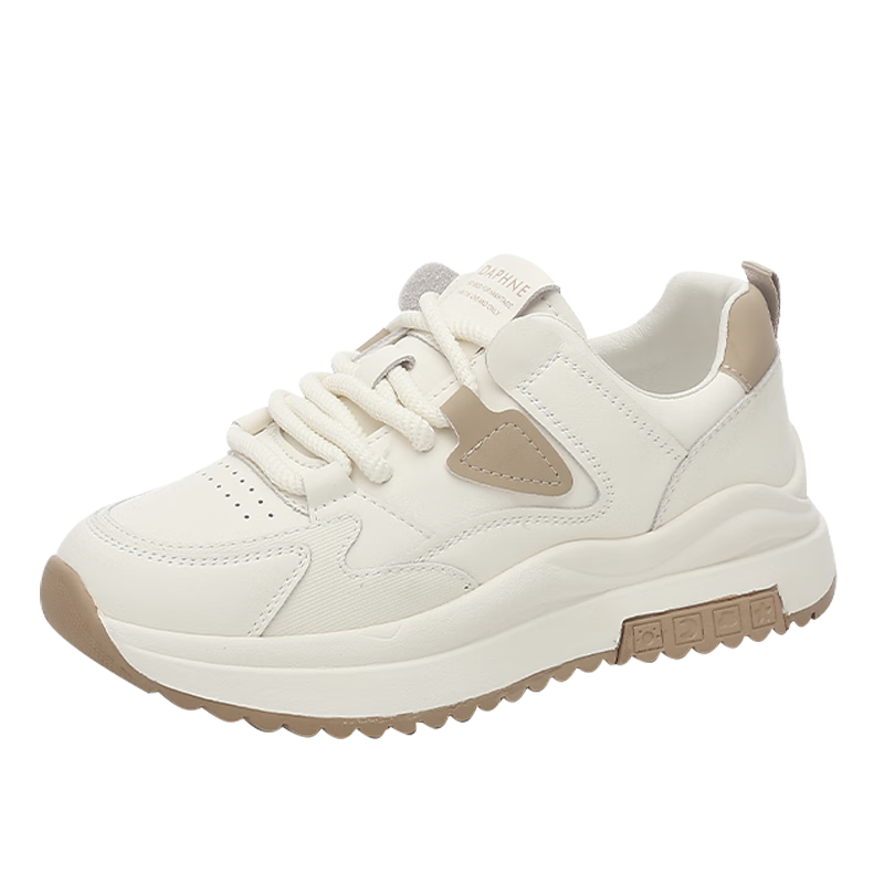 DAPHNE Women's Casual Sneakers with Thick Soles, Trendy Lightweight Comfortable Dad Shoes for Travel And Running, Beige Color, Size 40