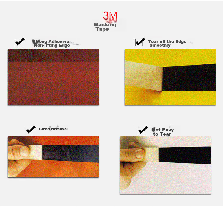 3M 244 Yellow Masking Tape, Heat-Resistant, for Office And Home Use, Daily Use, Car Spray Painting, Masking, Traceless, Paint Fixation And Protection, 40mm*50m, Single Roll 4