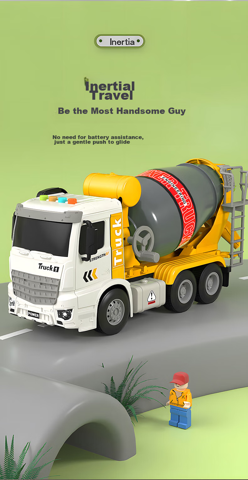 Cawndilla Families Large Children's Mixing Truck Toy Car Model Construction Vehicle for Boys And Girls, Birthday Gift 7