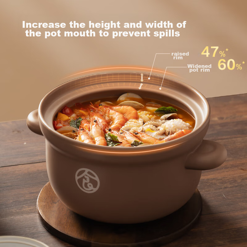 SUPOR Ceramic Pot, Household Soup Pot, Large Capacity Deep Soup Pot, Heat-Resistant, Crack-Resistant Stew Pot, 6.0L, TB60UA1