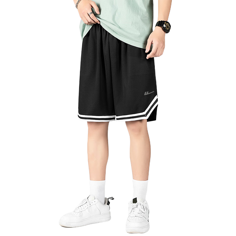 Huili Men's Sports Shorts, Summer Ice Silk Breathable Quick-Dry Pants, American-Style Knee-Length Shorts, Loose Versatile Basketball Shorts