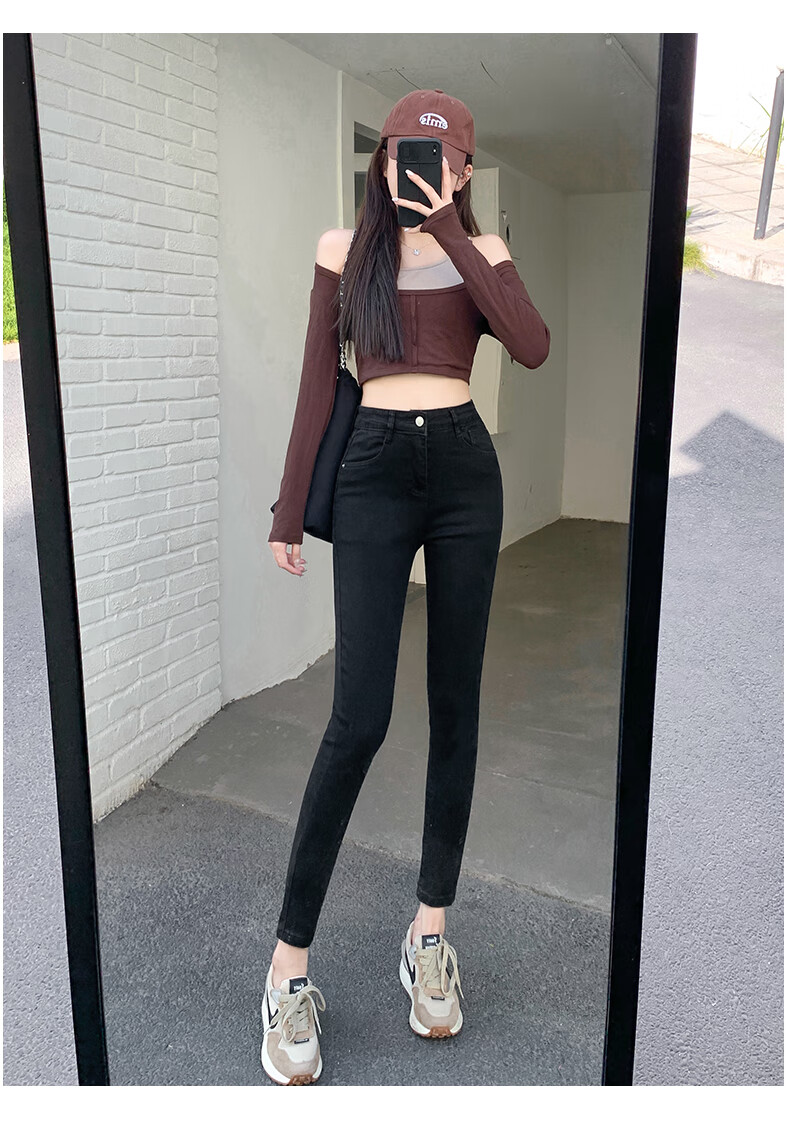 Jeanswest Women's Summer Thin Casual Fashion Trendy High-Waist Straight-Leg Light Color Ice Silk Vintage Style Jeans L 10