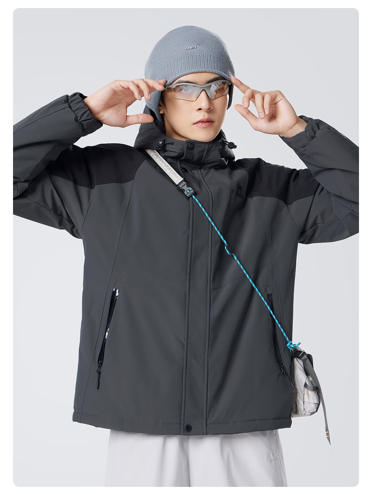 CAMEL Men's Cotton Jacket, Winter Urban Light Outdoor Fleece-Lined Waterproof Coat, Couple's Outerwear M13CA6V128C 25