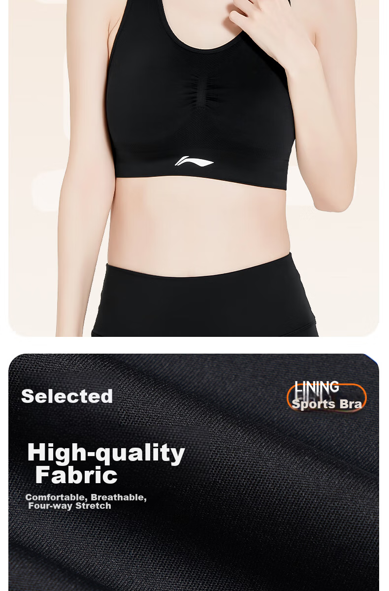 Li-Ning Women's Sports Bra, Yoga Wear, Fitness Bra, Backless Design with Pads, Seamless And Wireless, Running Quick-Dry Top, White, Size M 9
