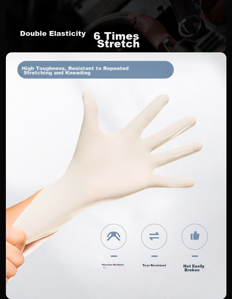 LANON Disposable Latex Gloves, Thickened, Laboratory And Oral Examination, 100 Pieces, Imported Latex LD11, Size L 6
