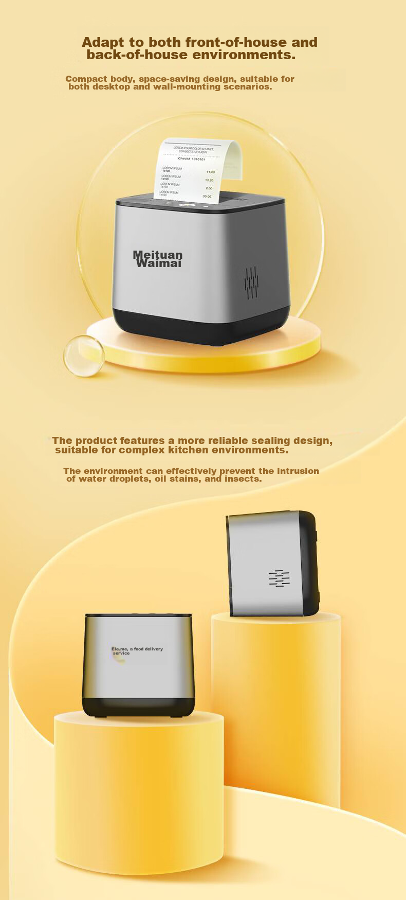 Meituan Fully Automatic Order Acceptance, Takeout Printer, 58mm Receipt Printer, Hengle Yun Printer for Takeout Connection, WIFI Network Connection + Manual Paper Tear Versio 7