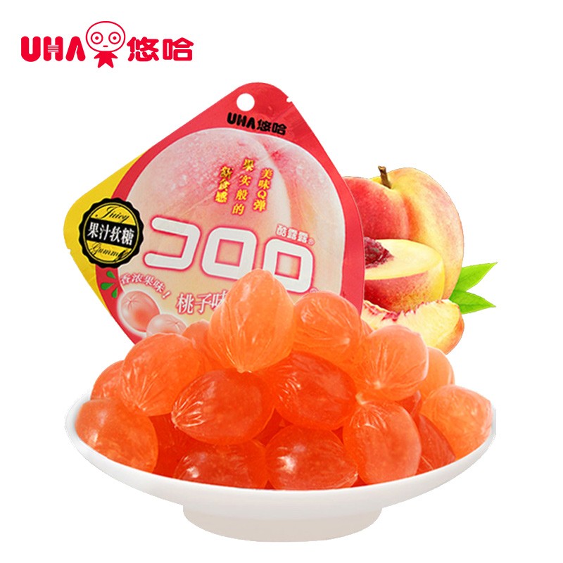 悠哈 酷露露果汁软糖 52g 桃子味 休闲零食 儿童糖果 网红零食