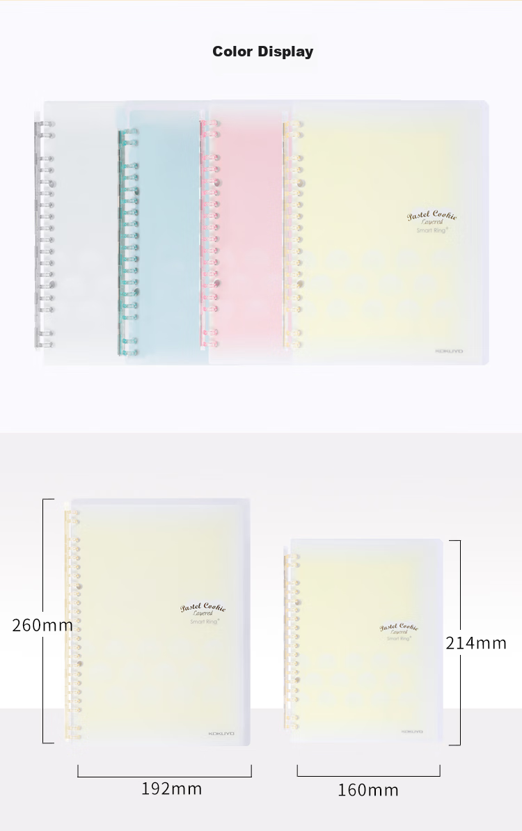 KOKUYO Pastel Cookie Soft Light Smart Ring+ Ultra-Thin Portable A5 Loose-Leaf Notebook for Students, 20 Sheets, Pink, WSG-RUYP52P 2