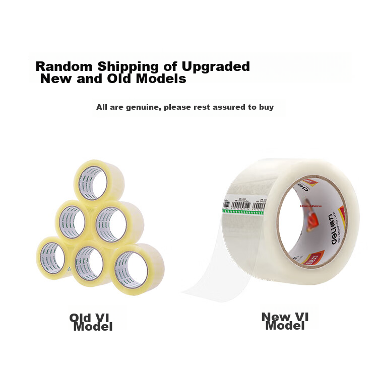 Deli High-Quality Transparent Packing Tape Wide Adhesive Tape, 60mm*100y*45μm (91.4m/roll), 6 Rolls, Office Supplies, 30333 1