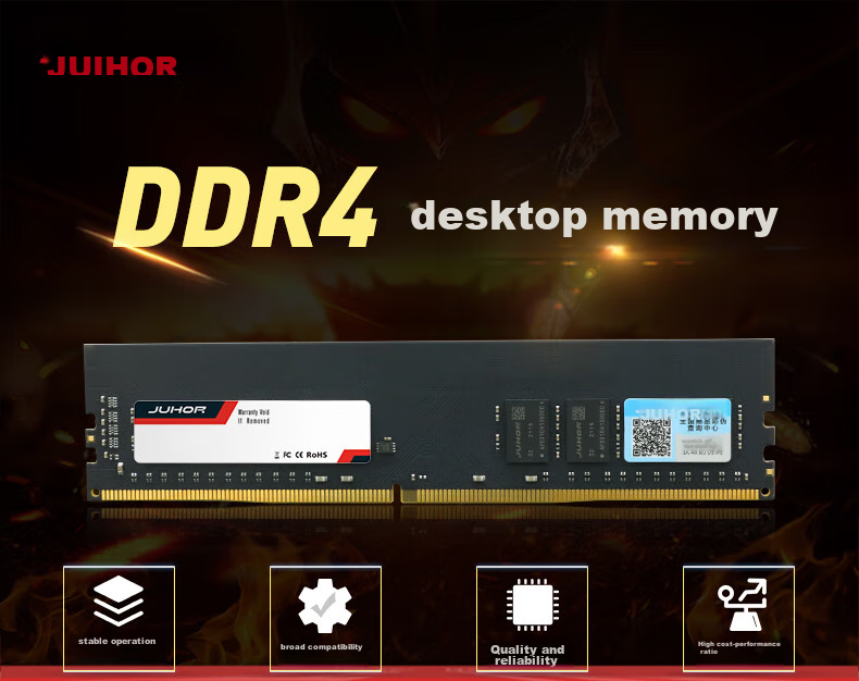 JUHOR 8GB DDR4 3200 Desktop RAM Yijie Series Black Armor 1