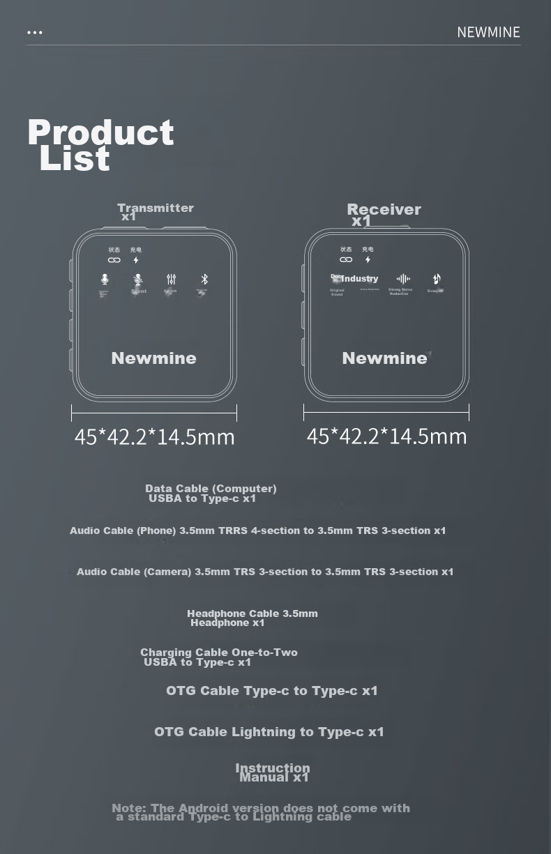 Newmine MC205 Wireless Microphone, Clip-On Live Streaming Mic, Dual-Channel Outdoor Video Recording Vlog Interview Audio Recording Noise-Cancelling Microphone, Mobile Phone And Computer Sound Pickup Condenser Mic 21