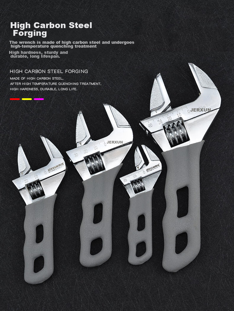 JERXUN Adjustable Wrench, Mini Short Handle, Wide Opening, Multi-Functional, Adjustable Spanner, Plumbing Pliers, Adjustable Wrench 6