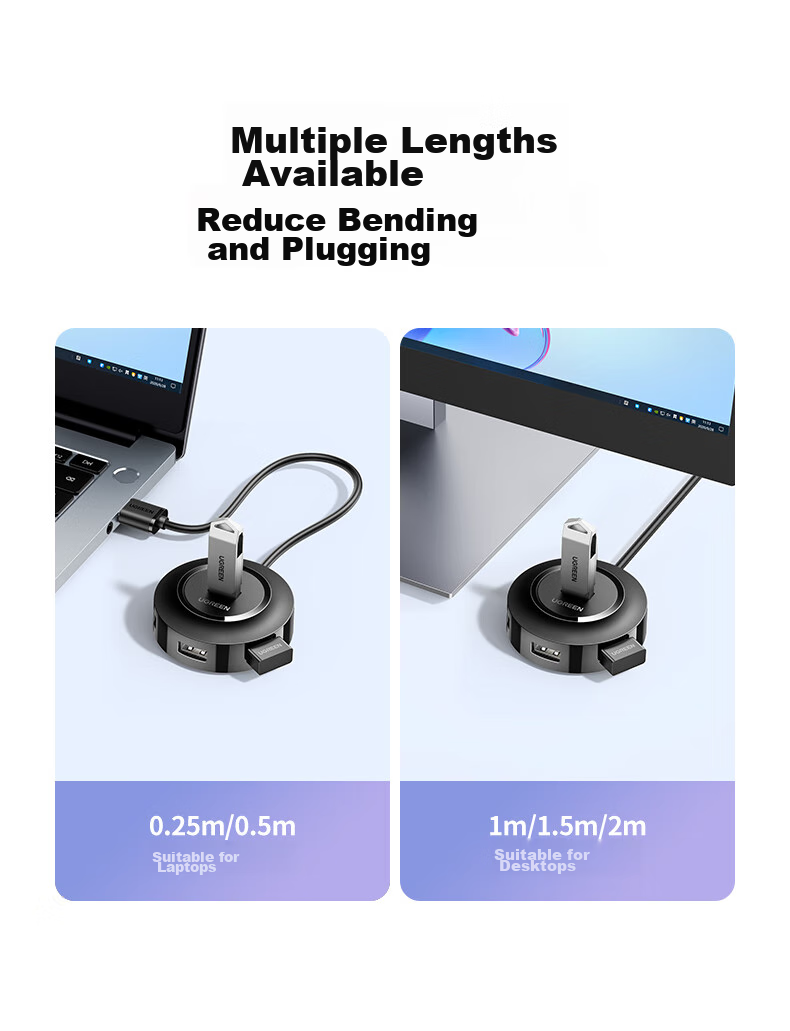 UGREEN USB Hub 2.0, 4-Port Expansion Dock, Laptop Multi-Port Adapter, Multi-Interface Extension Cable with Power Port, Black, 0.5 Meters 19