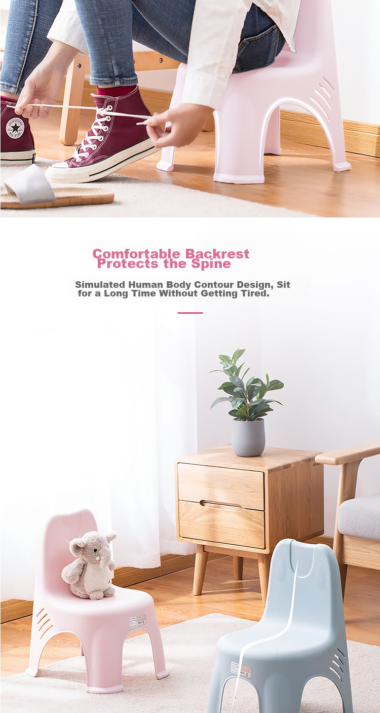 CHAHUA Plastic Stool, Household Thickened And Sturdy Small Bench, Children's Backrest Chair, PP Material, Arc Desig 3