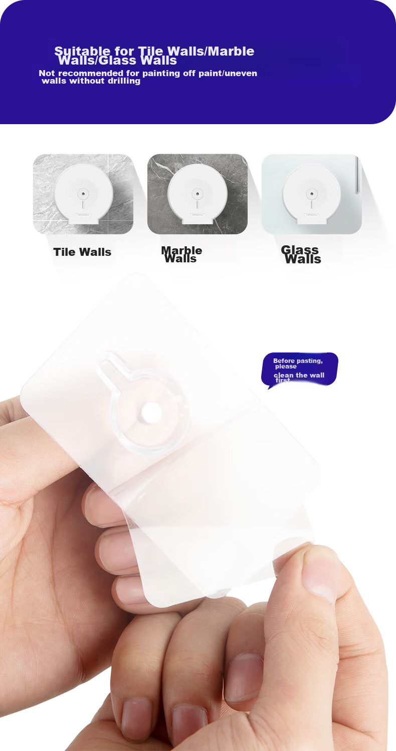Interhasa! Large Roll Paper Dispenser Wall-Mounted Public Restroom Tissue Box Commercial Toilet Paper Holder No Drilling Required E51023 7