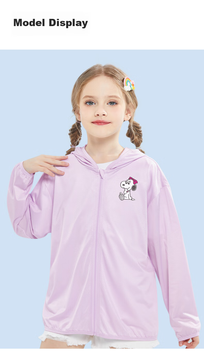 Snoopy Girls' Kids Skin Jacket Summer Air Conditioning Shirt Lightweight Coat Big Kids Heart Watermelon Pink 140 8