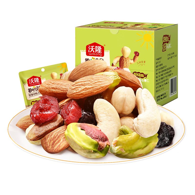 沃隆超级每日坚果175g/7袋混合坚果含18%开心果仁休闲零食小包装