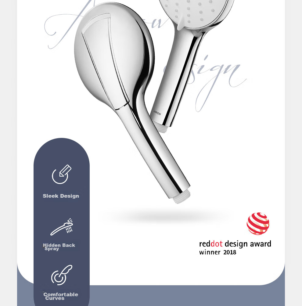 ARROW Simple Shower Head Wall-Mounted Silver Handheld Adjustable AE3263CP-P 7