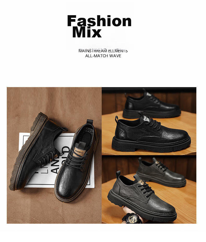CALIFBULL Men's Shoes, Spring And Summer Men's Style, Height-Increasing Casual Leather Shoes, Derby Business Formal Thick-Soled Leather Shoes, Black And Brown, Size 39 2