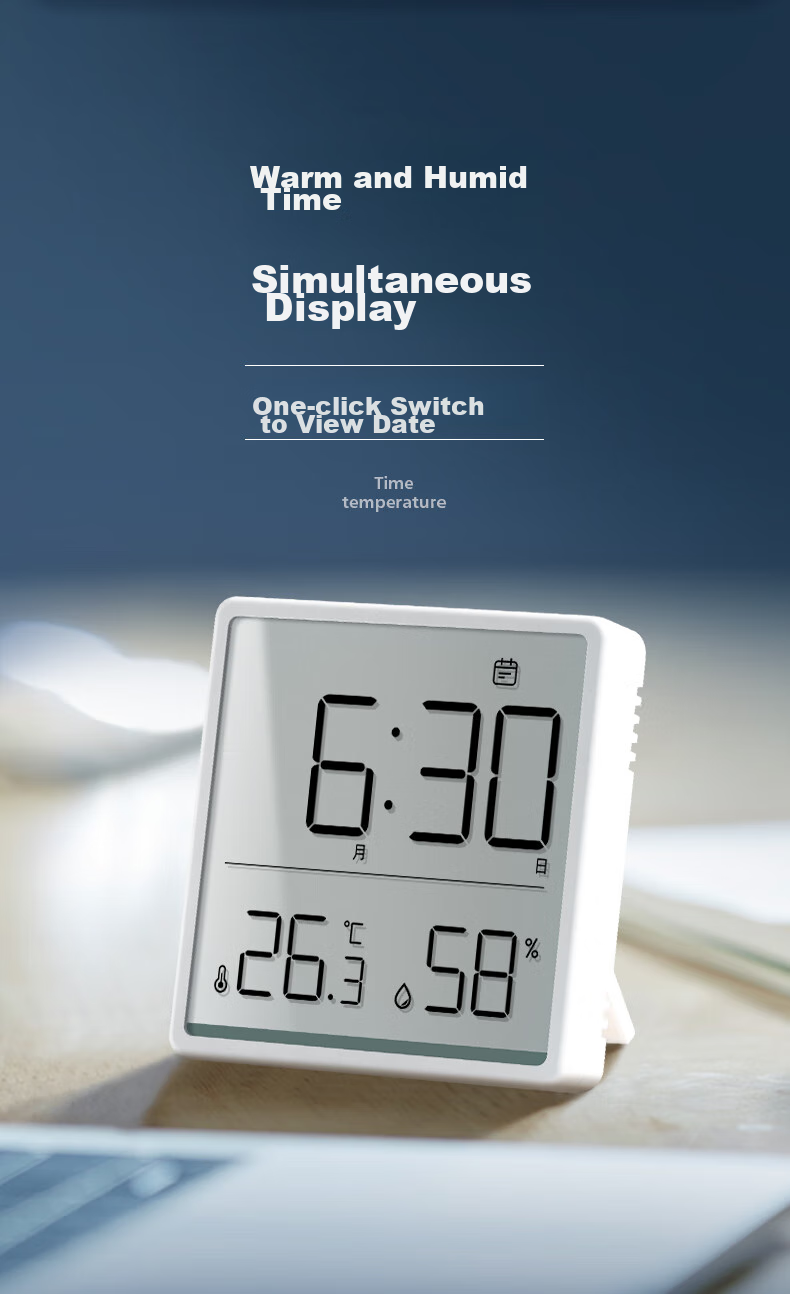 Mashi Temperature And Humidity Meter, High-Precision Color Screen Clock, Home Magnetic Wall-Mounted ABS Material Indoor Electronic Clock 4