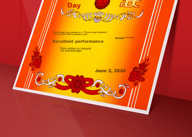 Deli A4 Certificate Paper for Awards And Recognition, with Text Version for Primary And Secondary School Students' Commendation Certificates, Teacher's Universal Use, Double-Sided Coated Paper, 50 Sheets/Pack, 24828 6