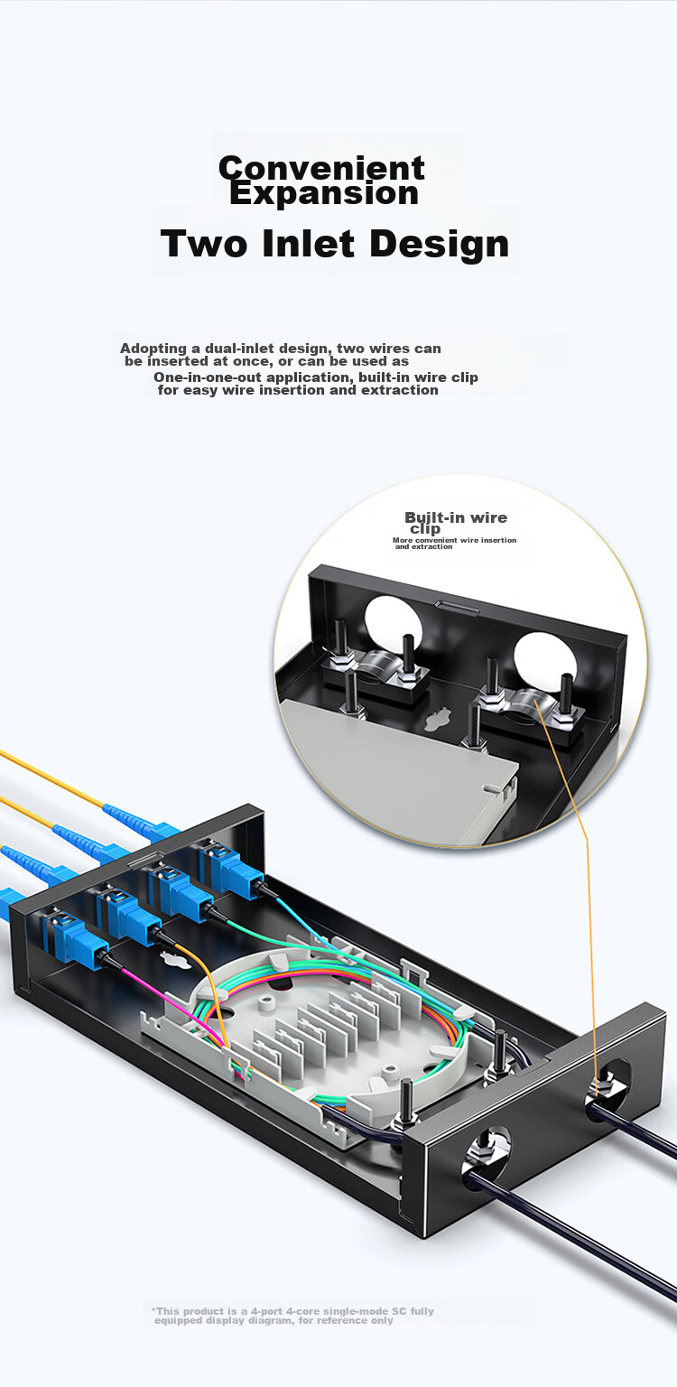 Shengwei Fiber Optic Terminal Box, 8 Ports 8 Cores Single-Mode SC Fully Equipped Pigtail Flange Plate, Desktop Fiber Optic Fusion Splice Box, Fiber Optic Splice Tray Wiring Rack, FWBO-188S 9