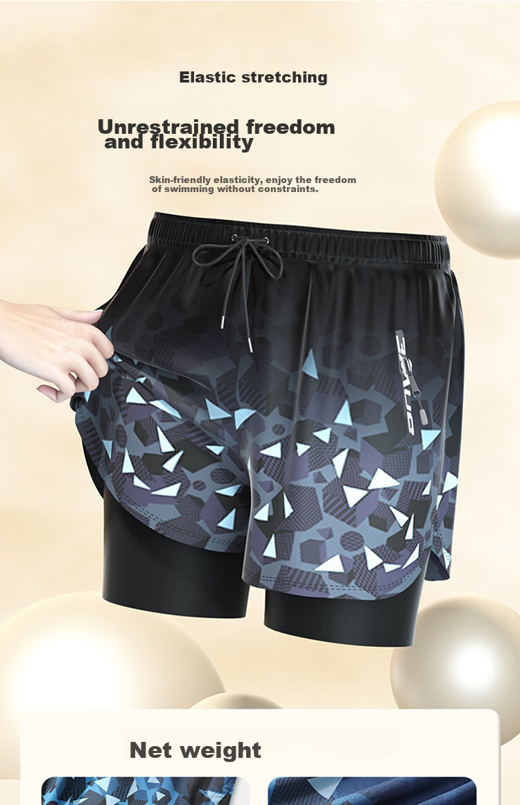 F.DYRAA Men's Swim Trunks, Boxer Style, Anti-Embarrassment, for Hot Springs And Beach, Youth Swimming Trunks, Three-Piece Set, 20275 Gray, 3XL 5