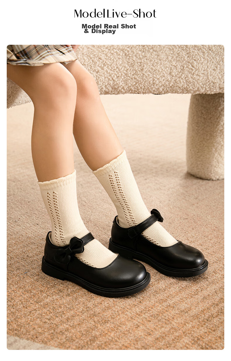 Belle Children's Shoes, Spring And Autumn 2025, Kids Leather Shoes, Back-To Student Shoes, Girls' Black Leather Shoes, Flats, Black, Size 32 1