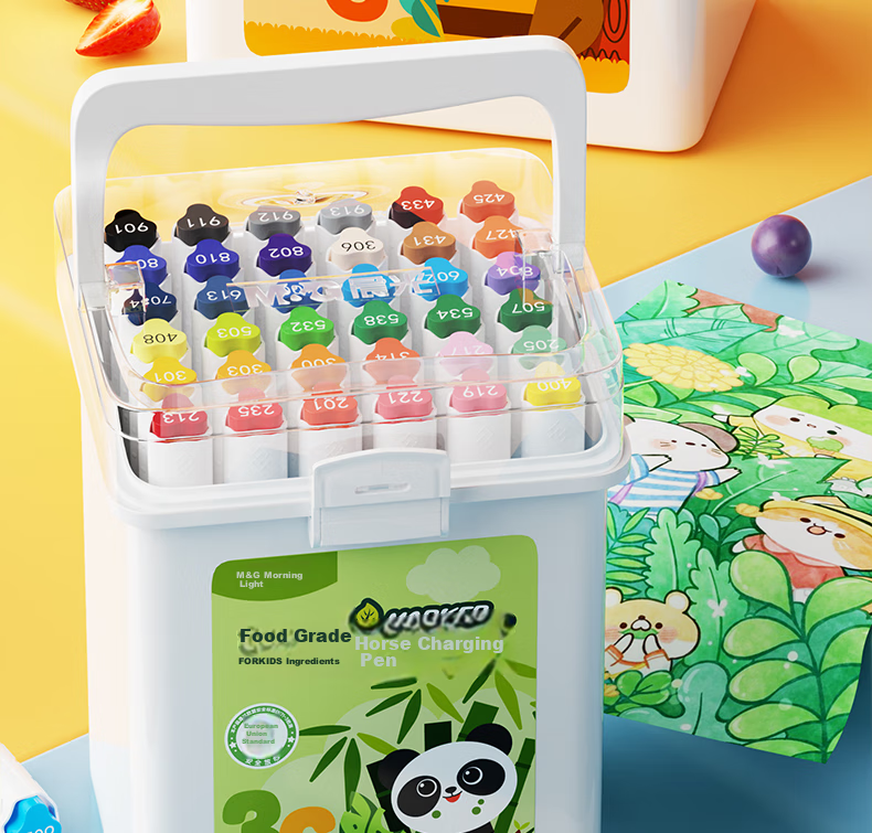 M&G Stationery, 36 Colors Food-Grade Water-Based Markers, Children's And Student Watercolor Pens, Drawing Pens, Dual-Tip Thick And Thin Triangular Barrel, Washable, Birthday And Graduation Gift, APMT80C7 33