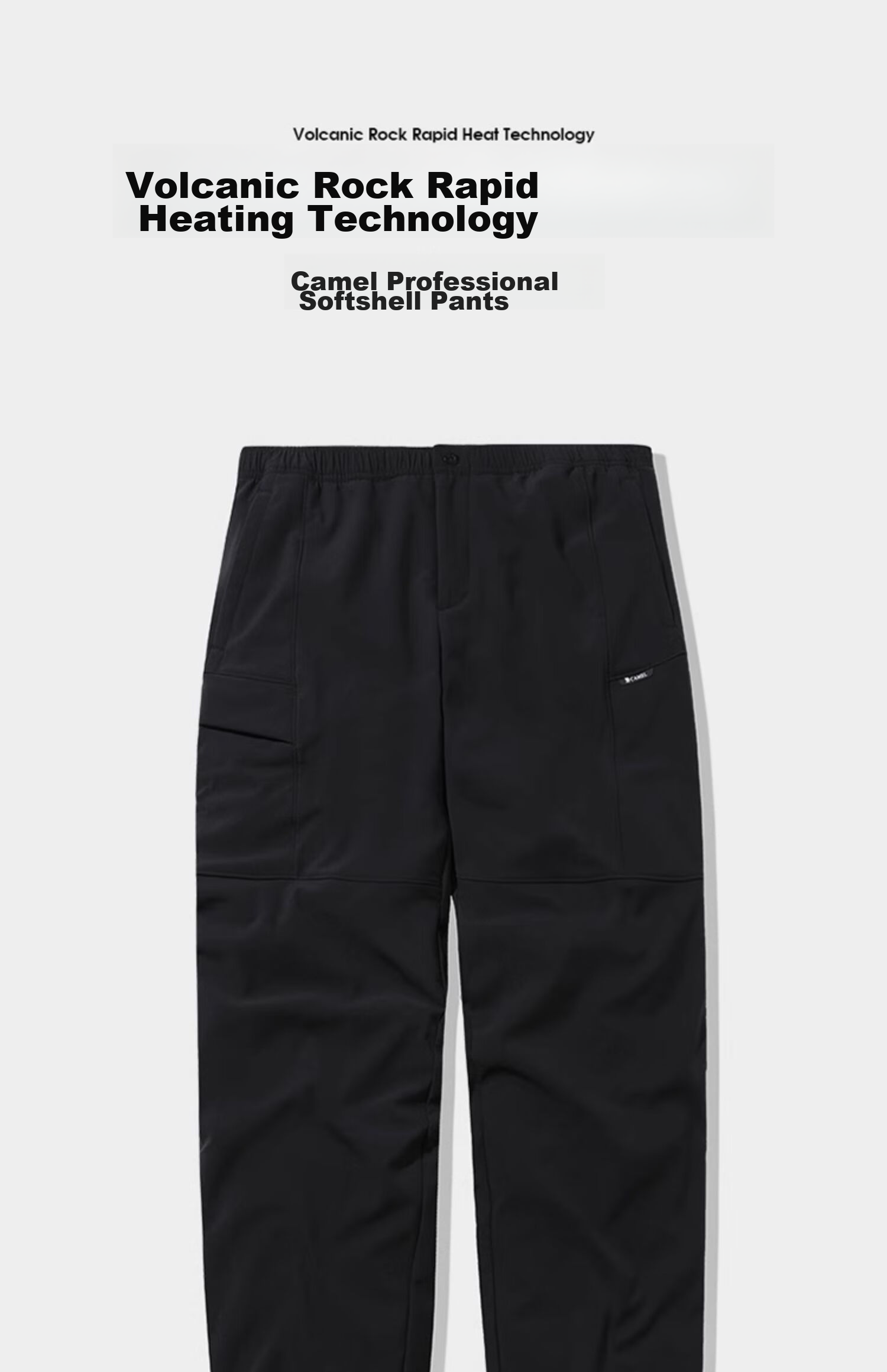 CAMEL Men's Fleece-Lined Water-Repellent Softshell Pants, Fleece-Lined Hiking Sports Pants [Volcanic Rock Heating] 8685 1