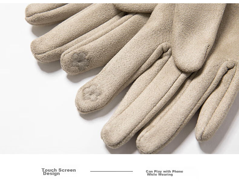 Siggi Women's Gloves, Autumn And Winter Windproof, Warm, Finger-Specific, Thin, Touchscreen Compatible, Fleece-Lined, Simple Solid Color, Cycling And Outdoor Use 19
