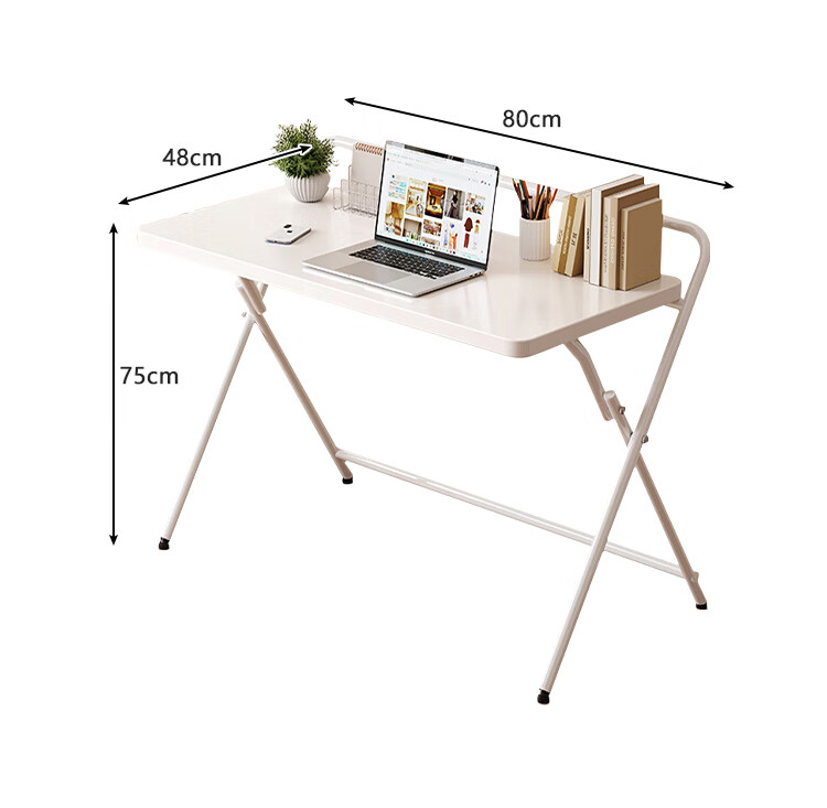 Huanaxin Folding Computer Desk for Home Study, Bedroom Writing And Office Use, Simple Small Desk BGZ812 White 80cm 6
