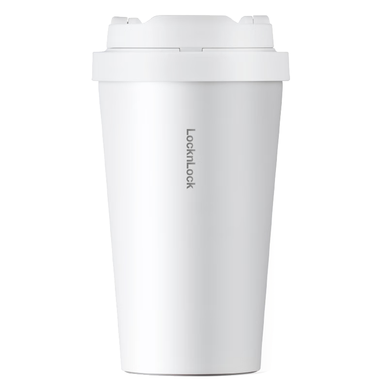 LOCK&LOCK Encounter Energy-Saving Insulated Coffee Mug with Pop-Up Lid for Men And Women, Stylish Water Bottle, 400ML, White, LHC3271WHT