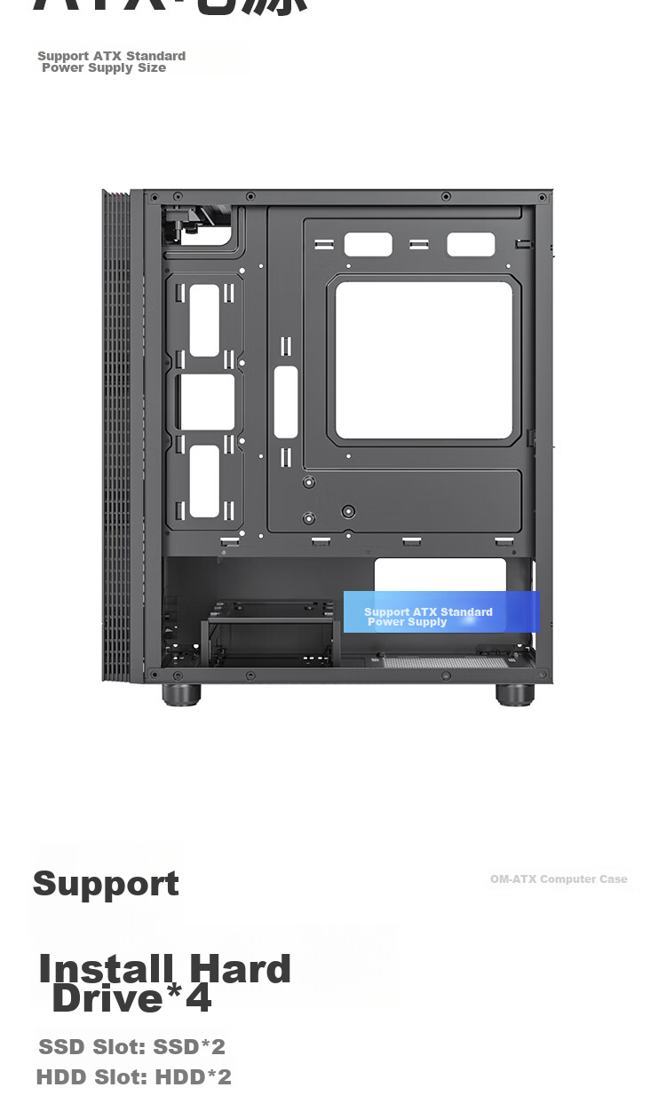 Aigo JV13 Black, Desktop Computer Case, Small Matx Case for Desktop (Transparent Side Panel/ITX Motherboard/240mm Water Cooling/RGB Light Strip) 12